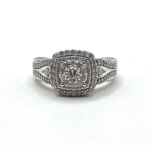 .50 ct Cushion Cut Natural Diamond Sterling Silver Ring Size 8